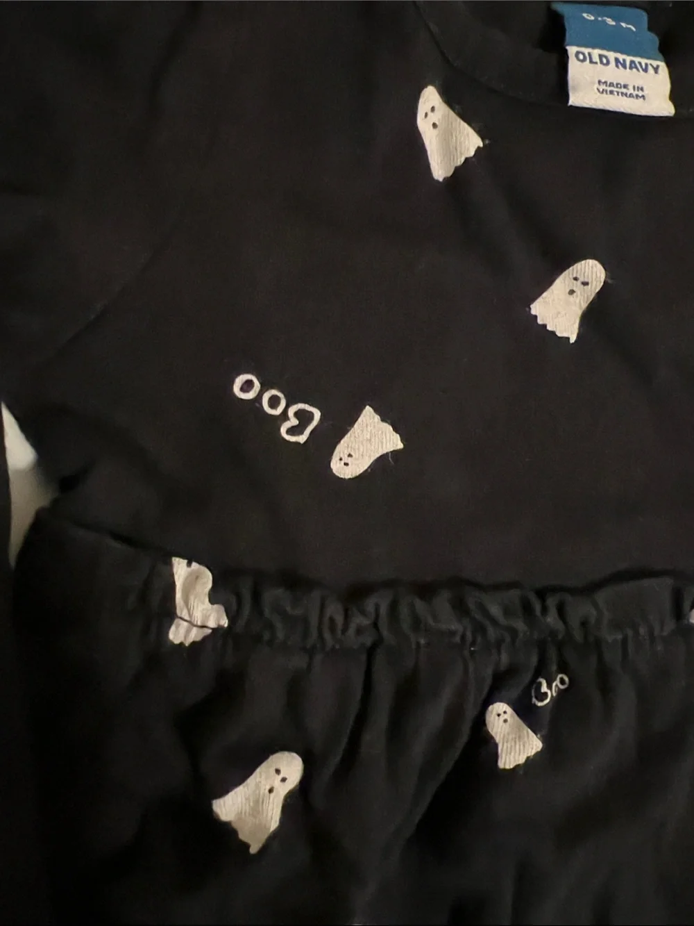 Old Navy | Baby Black Dress with White Ghost Print — Long Sleeve Size 0-3 Months